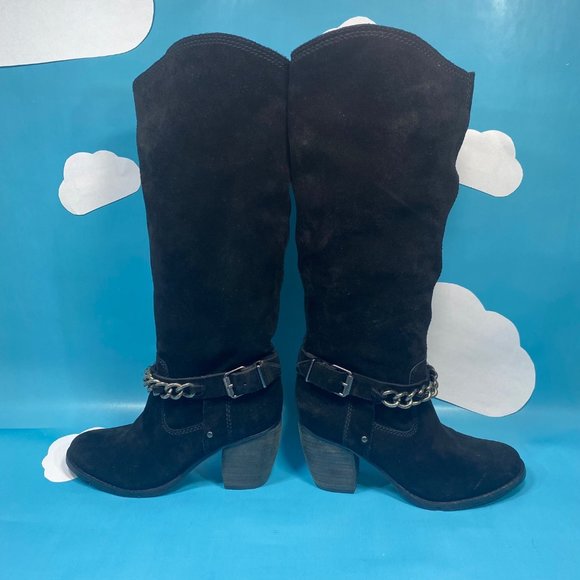 BCBGeneration Arena Black Suede Leather Boots 7B - Picture 12 of 15